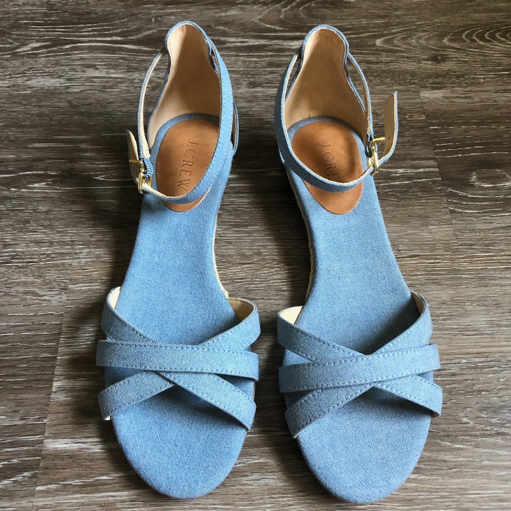 J.Crew Marina Mini-Wedge Espadrilles in Chambray 7